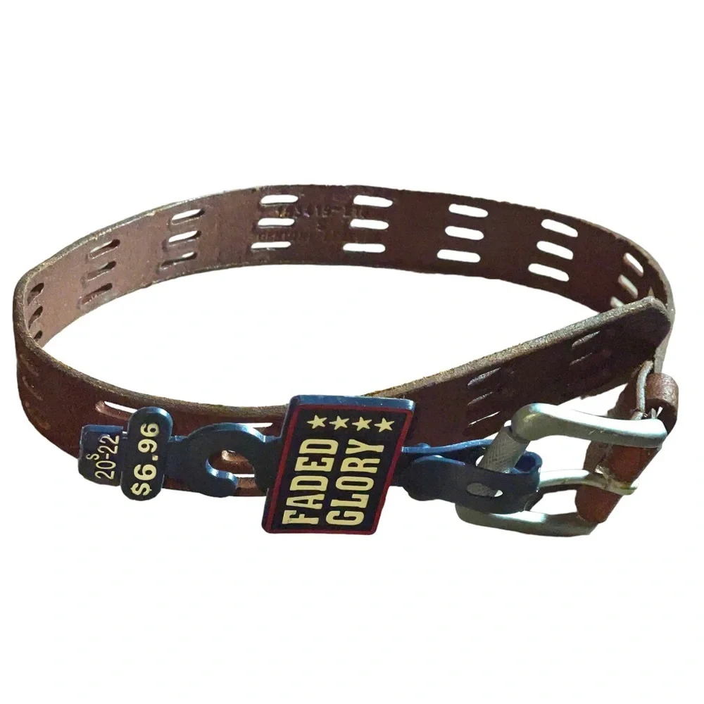 Faded Glory BROWN boys leather belt 20-22 NWT